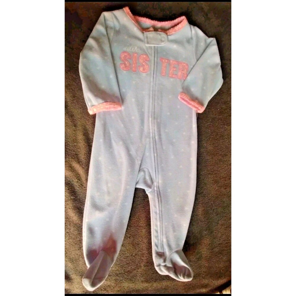 pajama 9 months Girls Carters sleeper Fleece little sister infant sleepwear baby